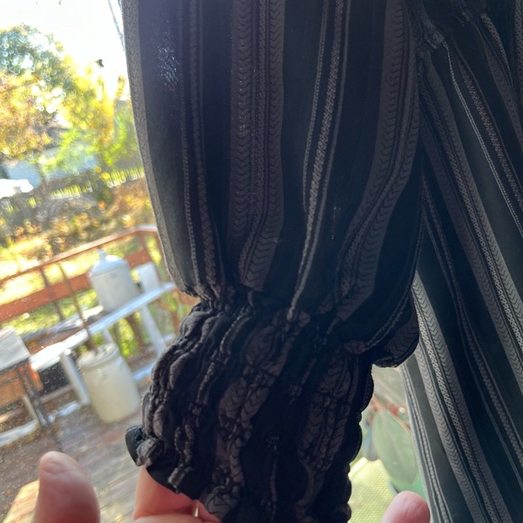 Black Grey‎ Stripe Tiered Ruffled Maxi Dress Terra Sky - Picture 3 of 7